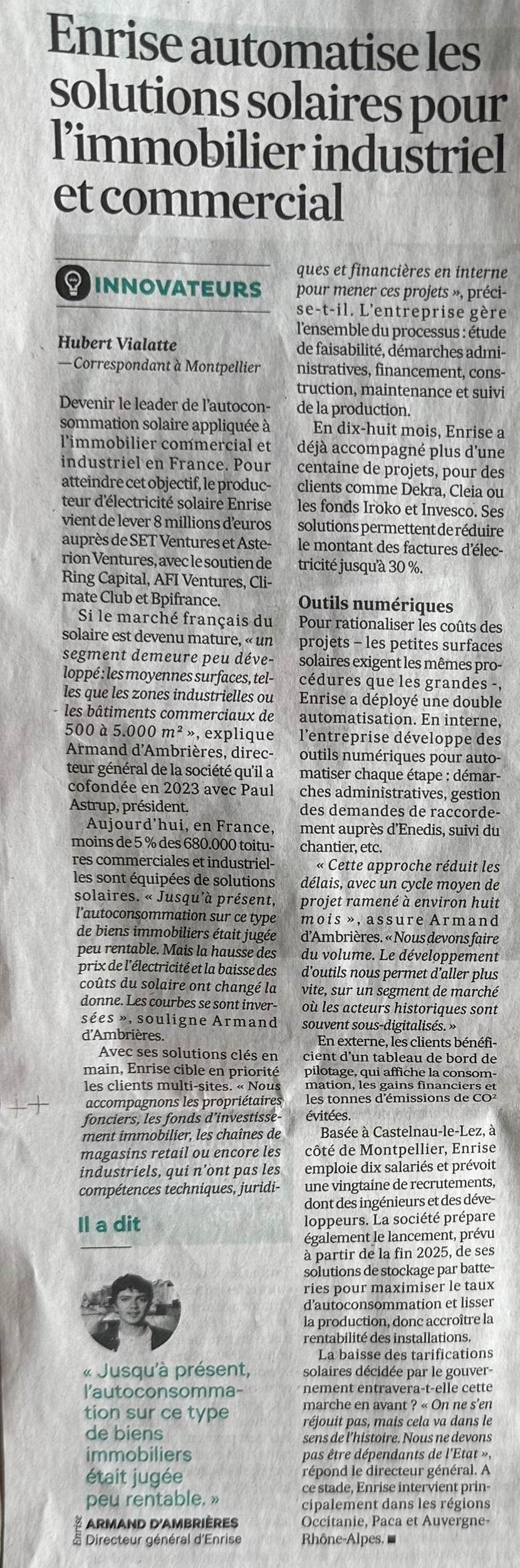 Enrise automatise les solutions solaires